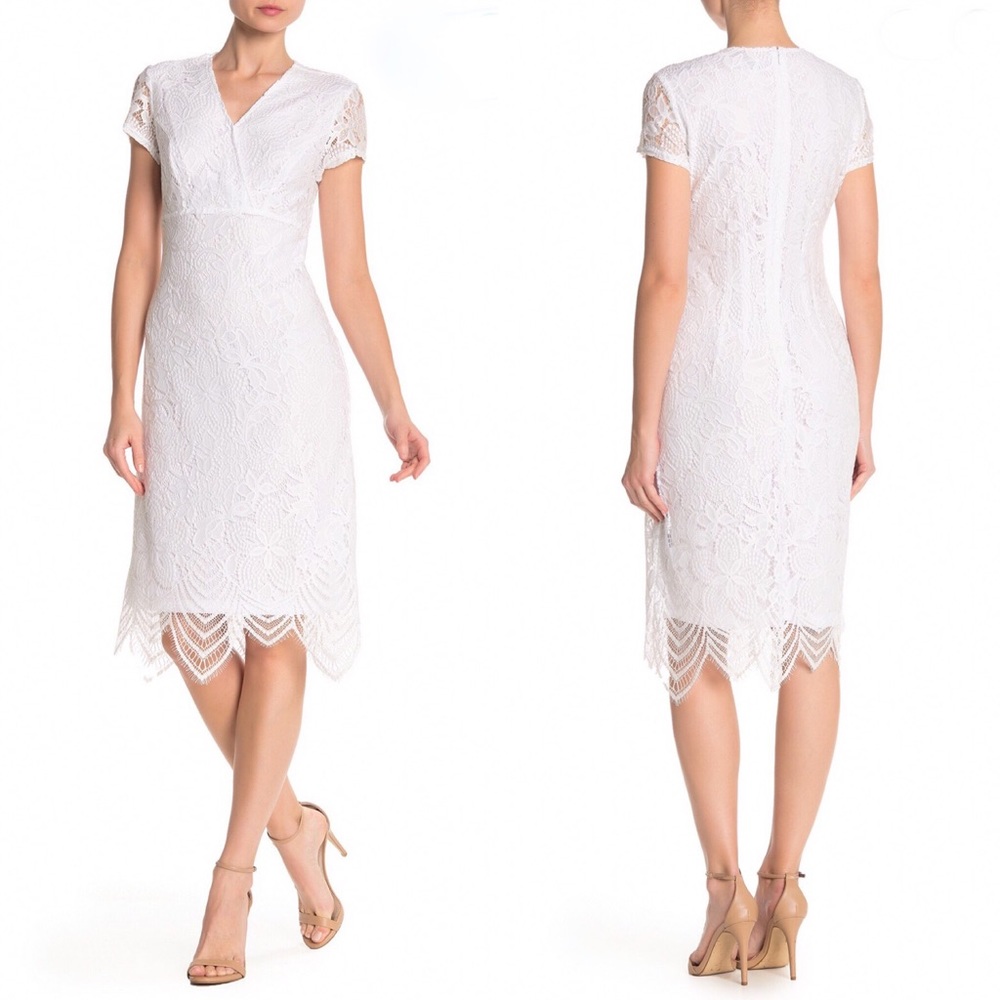 NWT Sharagano Lace Midi Dress Size 16